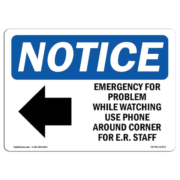 Sign, 3.5" H, Emergency Or Problem While Waiting Sign, Landscape, NS-D-35-L-11870-10PK